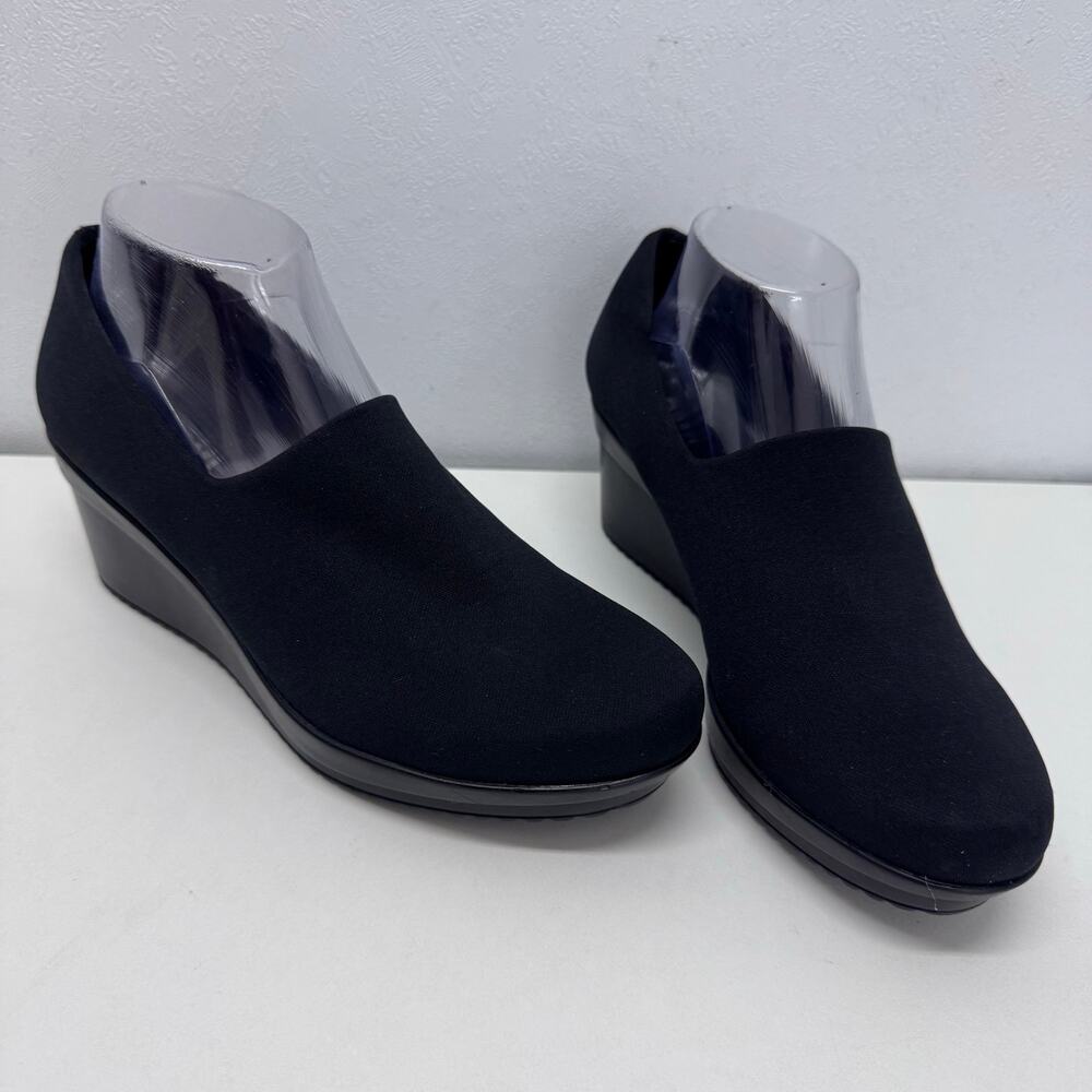 Spring Step Round Toe Wedge Loafers Black Sz 39/US 8.5 Neutral Minimalist Office